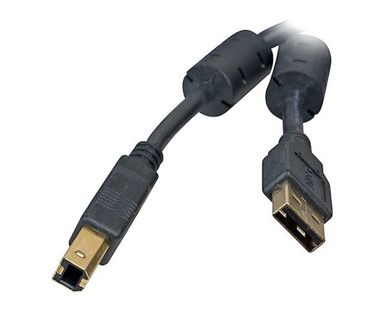  Кабель 5bites UC5010-018A USB2.0, AM/BM, зол.разъемы, ферр.кольца, 1.8м, черный 
