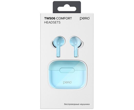 Наушники беспроводные PERO TWS06 Comfort (PTWS06LB) Light blue 
