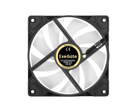  Вентилятор Exegate 2В DC (EX295965RUS) EX12025HM3PM.FRGB.5CS (120x120x25 мм, Hydraulic bearing (гидродинамический), 3pin+Molex 1с подсветкой 