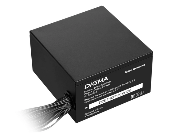  Блок питания Digma DPSU-500W-WH 80 Plus White ATX 500W (20+4pin) APFC 120mm fan 6xSATA RTL 