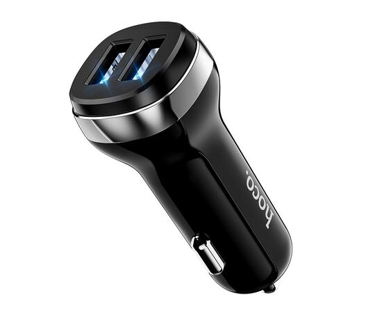  Блок питания автомобильный 2 USB HOCO Z40, 2400mA, цвет: чёрный (1/12/120) 
