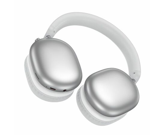  Наушники полноразмерные Borofone BO27 Rhyme, беспроводные, bluetooth 5.3, AUX, цвет: серебряный (1/40) 
