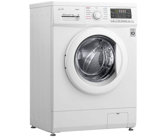  Стиральная машина LG F1296CDS0 85x60x44см Класс: A+ загр.фронтальная макс.:6кг белый 1200 об/мин, с СУШКОЙ, дисплей 