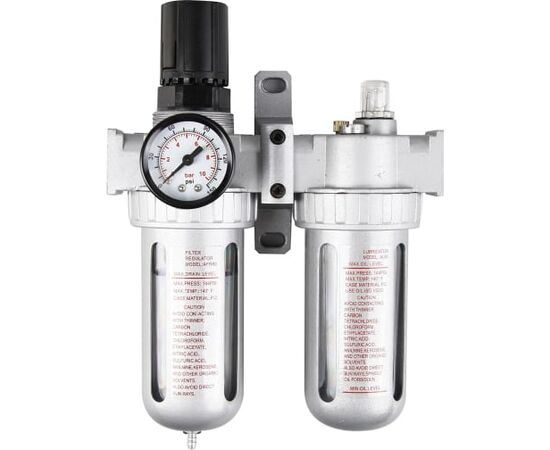  Влагоотделитель Pegas pneumatic Pegas AFRL802 PGS-4701 двойной с регулятором и лубрикатором 1/4" 