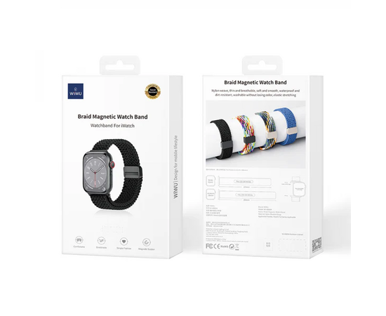  Нейлоновый ремешок для Apple Watch 42/44/45/49 mm WiWU Wi-WB004 (Black) 