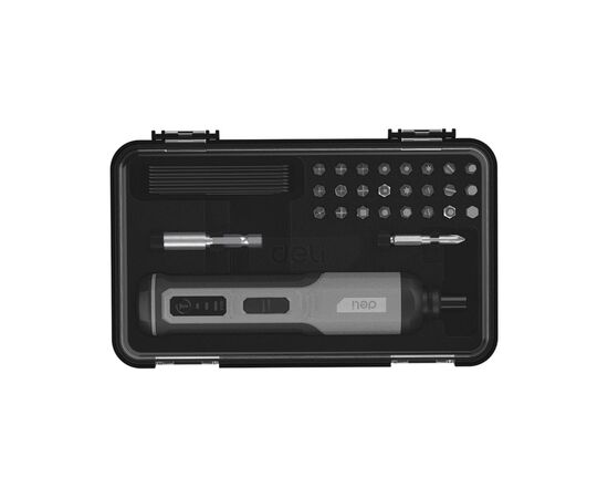  Отвертка аккумуляторная Deli DC161 (4В, 2А*ч, 5Нм, 300об/мин, Type-C, набор бит 4 шт, картон) 