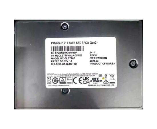  SSD SAMSUNG PM983a (MZQLB7T6HALA-00W07) PCIE 7.68TB 