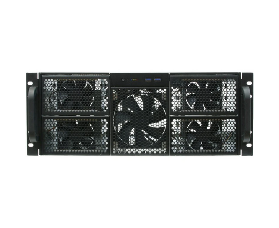  Корпус Procase RE411-D0H16-FE-65 4U, 0x5.25+16HDD, черный, без блока питания, глубина 650мм, MB EATX 12"x13", панель вентиляторов 3*120x25 PWM 
