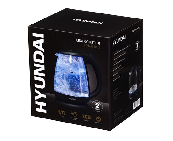  Чайник Hyundai HYK-G1001 1.7л. 2200Вт черный (корпус: стекло) 