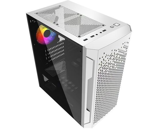  Корпус Powercase CMIMZW-L3 Mistral Micro Z3W Mesh LED, Tempered Glass, 2x 140mm + 1х 120mm 5-color fan, белый, mATX (CMIMZW-L3) 
