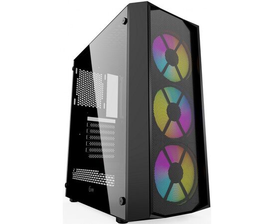  Корпус Powercase CMRMX-L3 Rhombus X3 Mesh LED, Tempered Glass, 3x 120mm 5-color fan, чёрный, ATX (CMRMX-L3) 