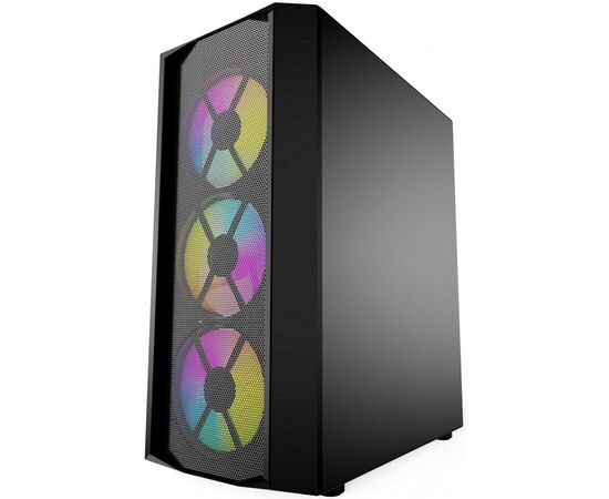  Корпус Powercase CMRMX-L3 Rhombus X3 Mesh LED, Tempered Glass, 3x 120mm 5-color fan, чёрный, ATX (CMRMX-L3) 