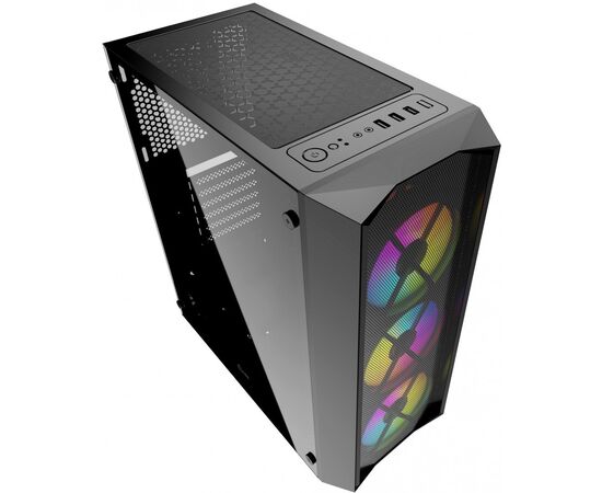  Корпус Powercase CMRMX-L3 Rhombus X3 Mesh LED, Tempered Glass, 3x 120mm 5-color fan, чёрный, ATX (CMRMX-L3) 