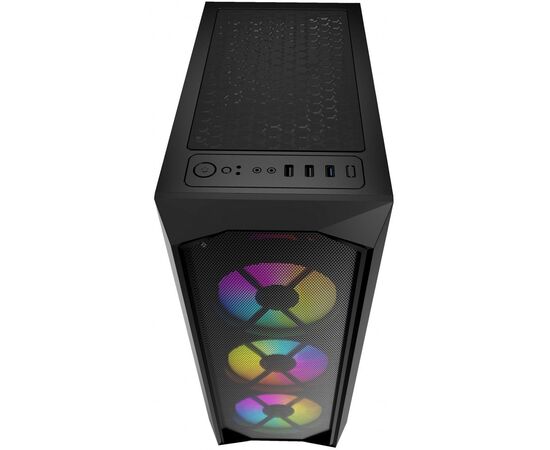  Корпус Powercase CMRMX-L3 Rhombus X3 Mesh LED, Tempered Glass, 3x 120mm 5-color fan, чёрный, ATX (CMRMX-L3) 