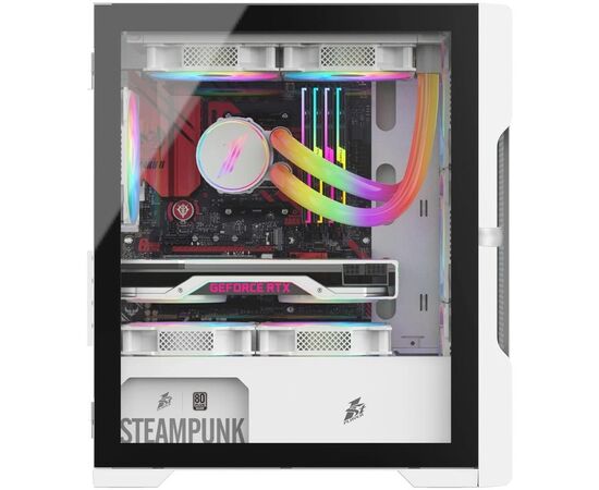  Корпус 1STPLAYER Trilobite T3 T3-WH-4F1-W White mATX TG 4x 120mm LED fans inc 