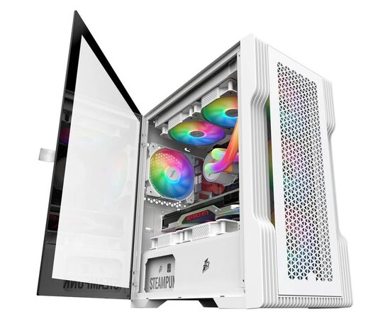  Корпус 1STPLAYER Trilobite T3 T3-WH-4F1-W White mATX TG 4x 120mm LED fans inc 