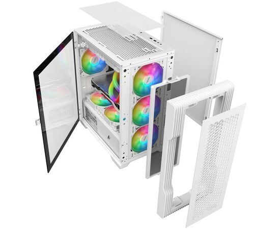  Корпус 1STPLAYER Trilobite T3 T3-WH-4F1-W White mATX TG 4x 120mm LED fans inc 