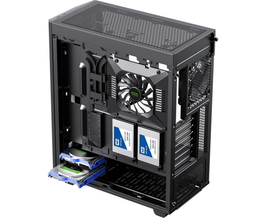  Корпус GameMax Precision COC Black (T808) (ATX, Черн, 2*USB 3.0, Зак.стекло, 1*120мм+ COC, без БП) 