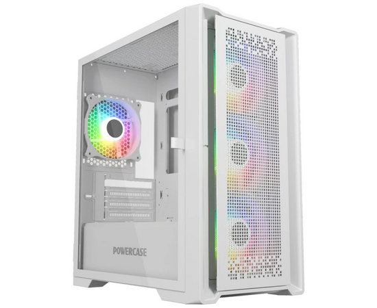  Корпус Powercase ByteFlow Micro White (CAMBFW-A4), Tempered Glass, 4х 120mm ARGB fans, ARGB HUB, белый, mATX 