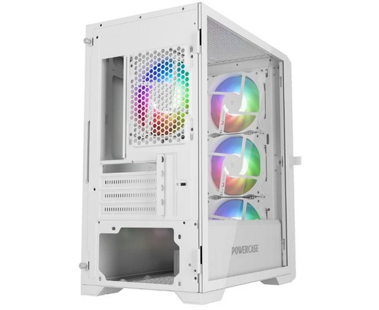  Корпус Powercase ByteFlow Micro White (CAMBFW-A4), Tempered Glass, 4х 120mm ARGB fans, ARGB HUB, белый, mATX 