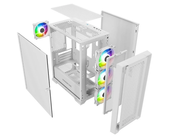  Корпус Powercase ByteFlow Micro White (CAMBFW-A4), Tempered Glass, 4х 120mm ARGB fans, ARGB HUB, белый, mATX 