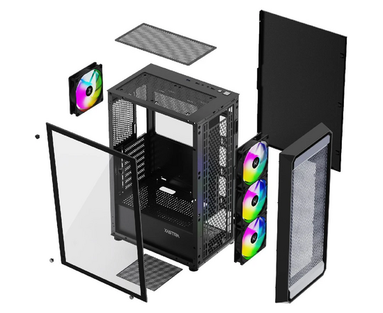  Корпус XASTRA A403 4ARGB Black (A403-4FC12A) ATX/Mesh  tempered glass 4x120mm ARGB PWM fans 