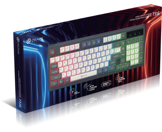  Клавиатура OKLICK 731G серый/белый USB for gamer LED 