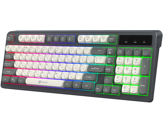  Клавиатура OKLICK 731G серый/белый USB for gamer LED 