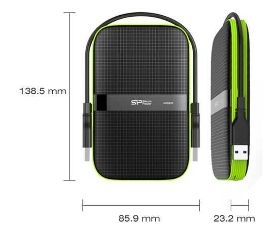  Внешний HDD 4TB Silicon Power Armor A60 (SP040TBPHDA60S3K), 2.5", USB 3.1, Черный 