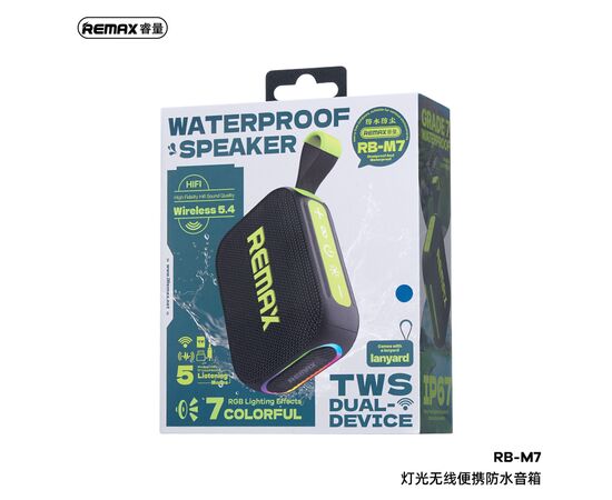  Портативная акустика REMAX Lighting 10W Wireless Portable Waterproof Speaker RB-M7 (черный) 