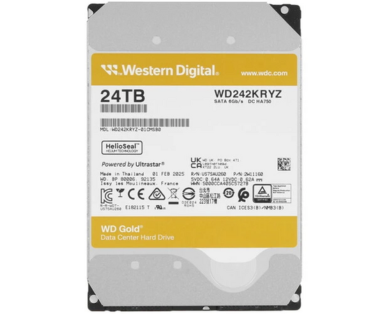  HDD Western Digital Gold WD242KRYZ, 3.5" 24TB SATA 6Gb/s 7200RPM 512MB 