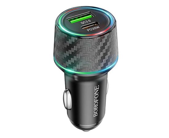  Адаптер Автомобильный Borofone BZ21 Brilliant PD/QC3.0 48W USB/Type-C (black carbon) (219464) 